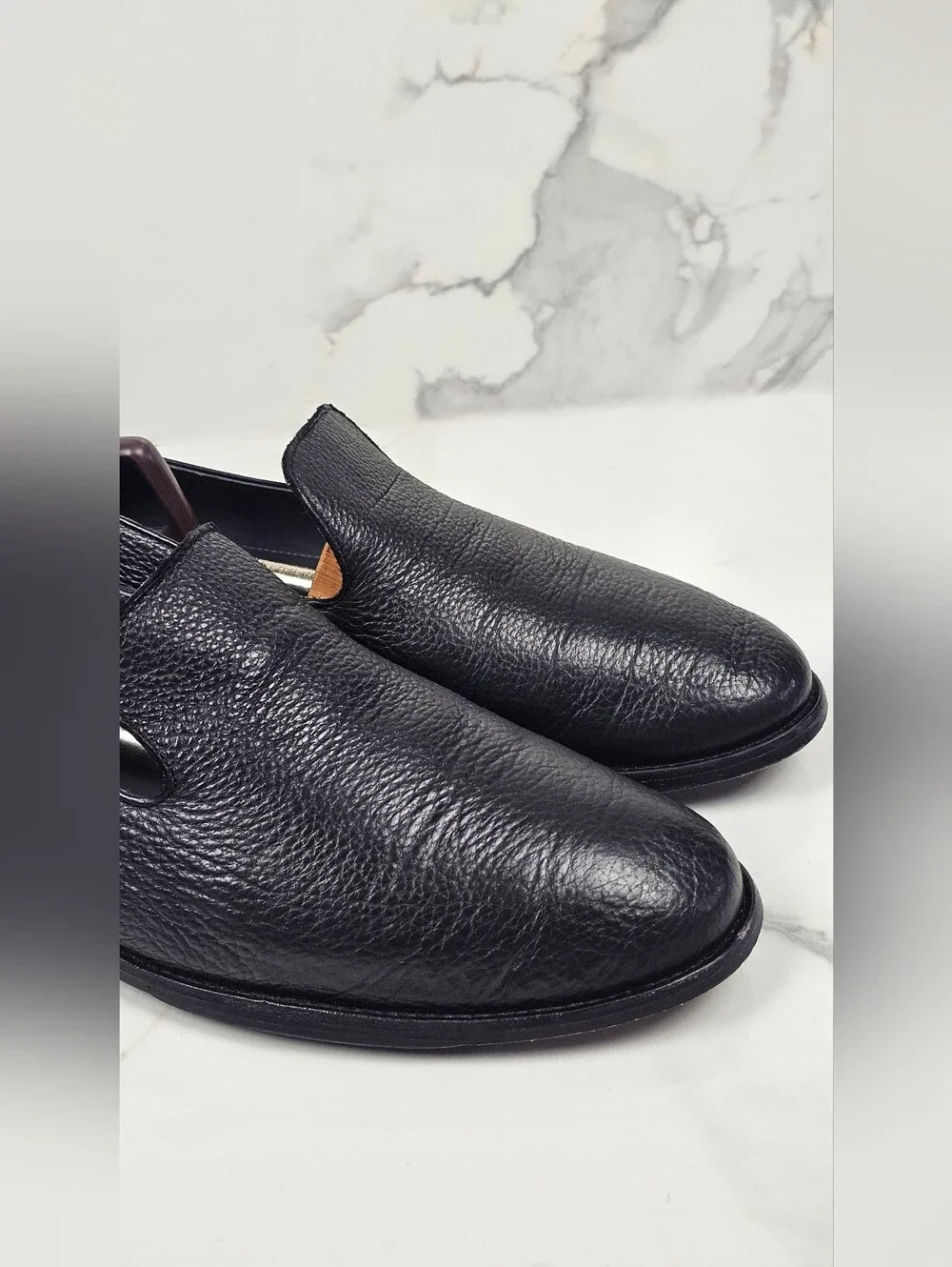 Tecovas The Monterrey Black  Leather Venetian Slip-On Loafers (Men’s Size 13 D)